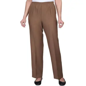 Alfred Dunner Misses Women's Classic Signature Fit Textured Trousers with All-Around Elastic Waistband