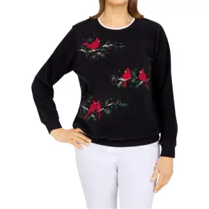 Alfred Dunner Women's Classics Anti-Pill Spliced Diamond Top
