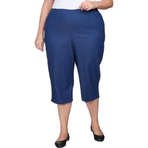 Alfred Dunner Women's Size All Around Denim Plus Capris Pants-Elastic Waist Jeans